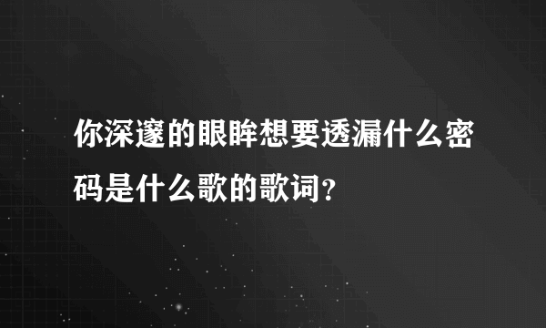 你深邃的眼眸想要透漏什么密码是什么歌的歌词？