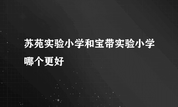 苏苑实验小学和宝带实验小学哪个更好