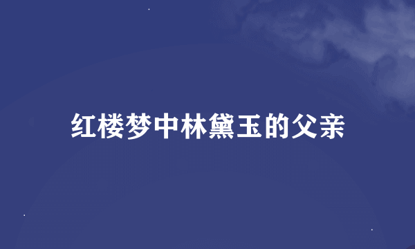 红楼梦中林黛玉的父亲