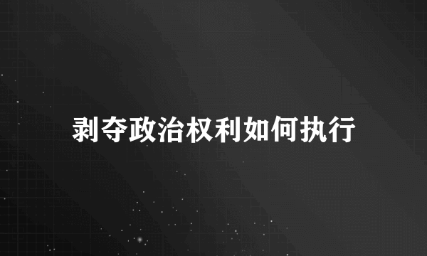 剥夺政治权利如何执行