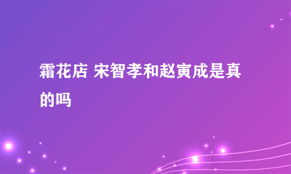 霜花店 宋智孝和赵寅成是真的吗