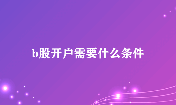 b股开户需要什么条件