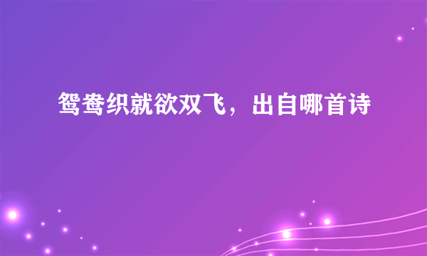 鸳鸯织就欲双飞，出自哪首诗