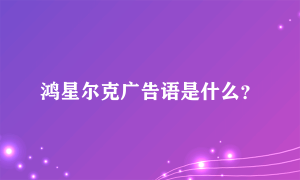 鸿星尔克广告语是什么？