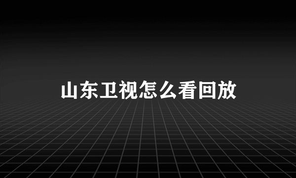 山东卫视怎么看回放