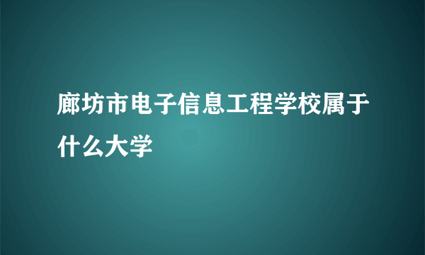 廊坊市电子信息工程学校属于什么大学