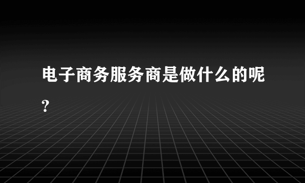 电子商务服务商是做什么的呢？