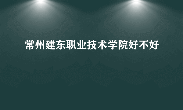 常州建东职业技术学院好不好