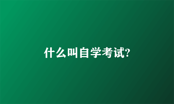 什么叫自学考试?