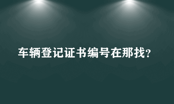 车辆登记证书编号在那找？