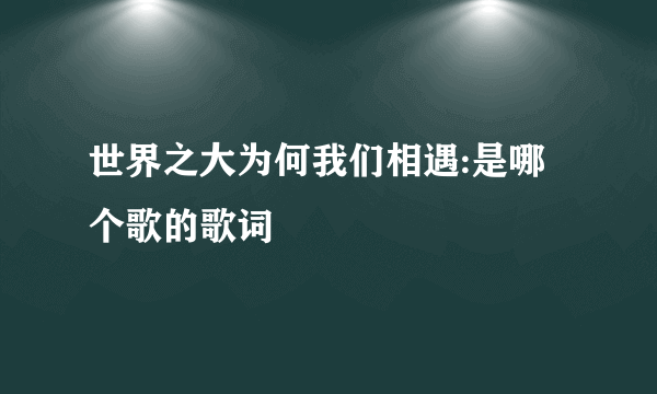 世界之大为何我们相遇:是哪个歌的歌词