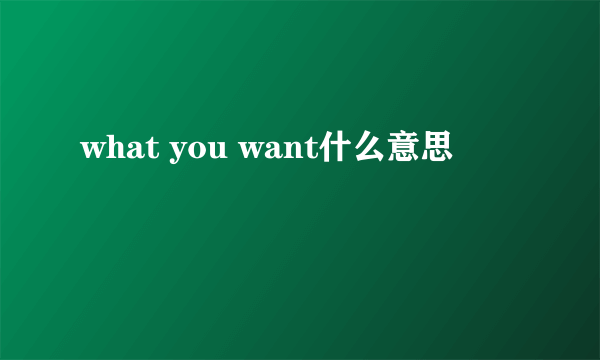 what you want什么意思