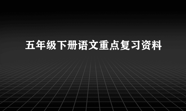 五年级下册语文重点复习资料