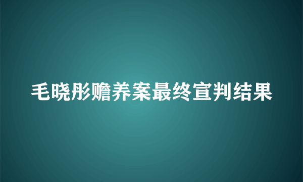 毛晓彤赡养案最终宣判结果