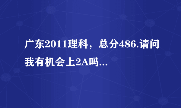 广东2011理科，总分486.请问我有机会上2A吗，补录也可以。或者报外省也可以