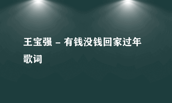 王宝强 - 有钱没钱回家过年 歌词