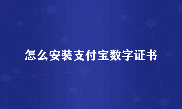 怎么安装支付宝数字证书