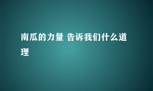 南瓜的力量 告诉我们什么道理