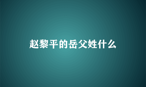 赵黎平的岳父姓什么