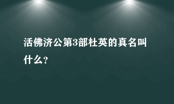 活佛济公第3部杜英的真名叫什么？