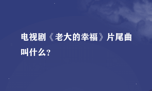 电视剧《老大的幸福》片尾曲叫什么？