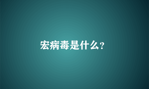 宏病毒是什么？