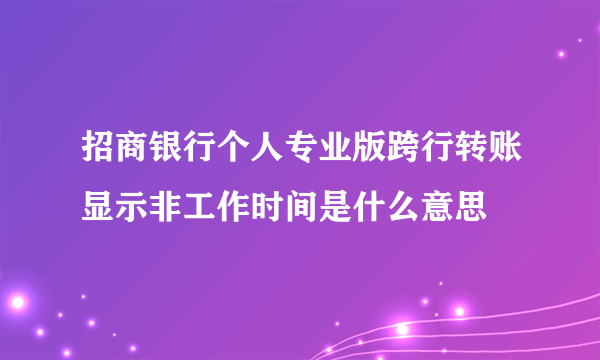 招商银行个人专业版跨行转账显示非工作时间是什么意思