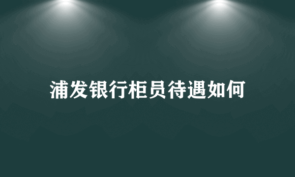 浦发银行柜员待遇如何