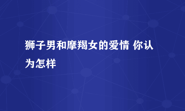 狮子男和摩羯女的爱情 你认为怎样