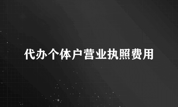 代办个体户营业执照费用