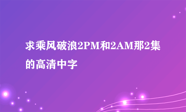 求乘风破浪2PM和2AM那2集的高清中字