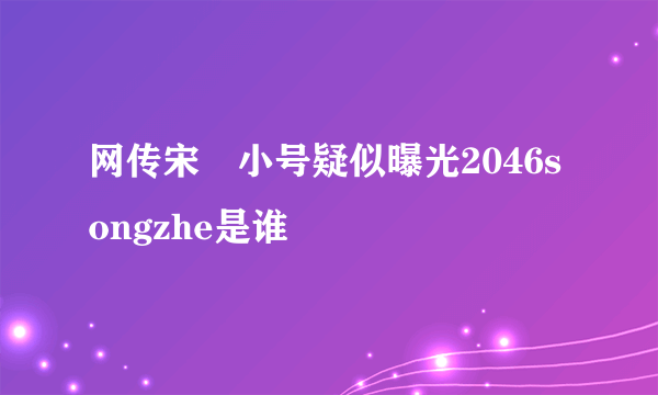 网传宋喆小号疑似曝光2046songzhe是谁