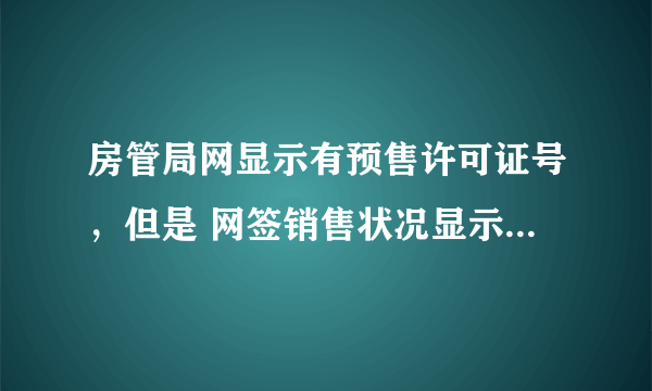 房管局网显示有预售许可证号，但是 网签销售状况显示，未纳入网上销售，这种房子能买吗？