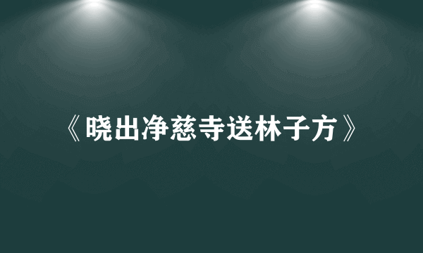 《晓出净慈寺送林子方》