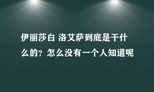 伊丽莎白 洛艾萨到底是干什么的？怎么没有一个人知道呢