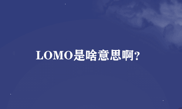 LOMO是啥意思啊？