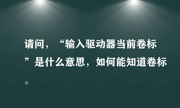 请问，“输入驱动器当前卷标”是什么意思，如何能知道卷标。