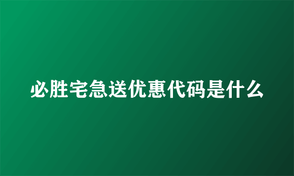 必胜宅急送优惠代码是什么