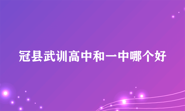 冠县武训高中和一中哪个好