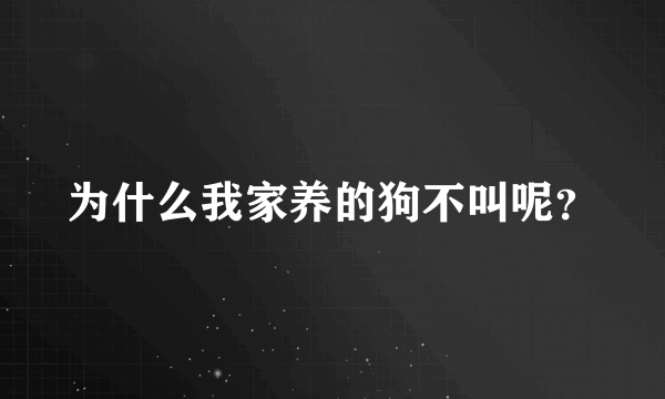 为什么我家养的狗不叫呢？