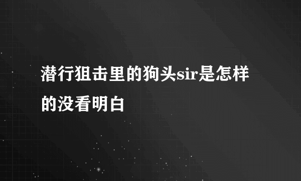 潜行狙击里的狗头sir是怎样的没看明白