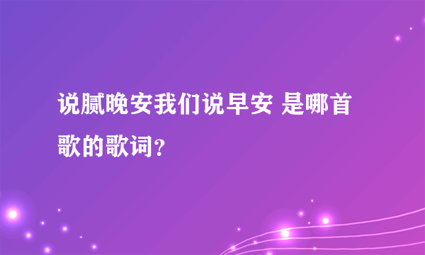 说腻晚安我们说早安 是哪首歌的歌词？