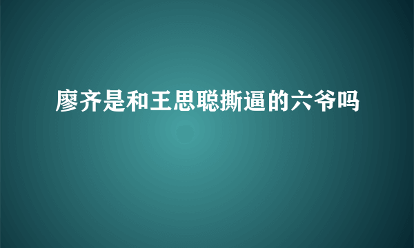 廖齐是和王思聪撕逼的六爷吗