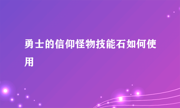 勇士的信仰怪物技能石如何使用