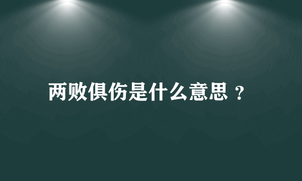 两败俱伤是什么意思 ？