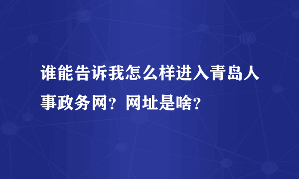 谁能告诉我怎么样进入青岛人事政务网？网址是啥？