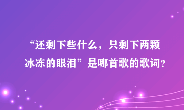 “还剩下些什么，只剩下两颗冰冻的眼泪”是哪首歌的歌词？