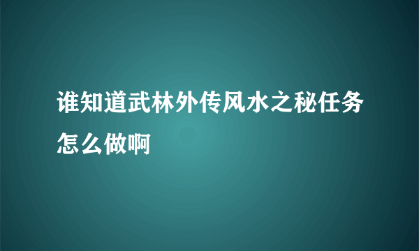 谁知道武林外传风水之秘任务怎么做啊