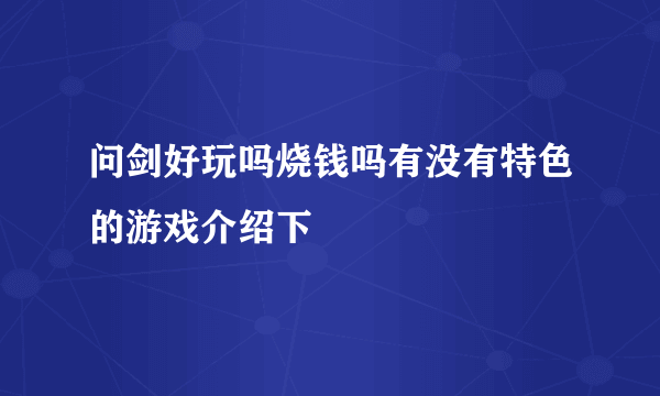 问剑好玩吗烧钱吗有没有特色的游戏介绍下