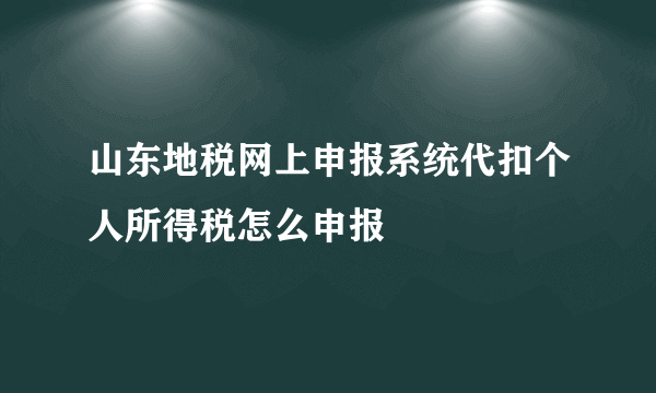 山东地税网上申报系统代扣个人所得税怎么申报